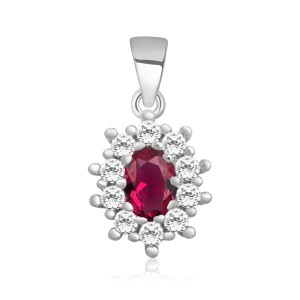 Pandantiv argint cu piatra rosie DiAmanti Z1099CR_RU-DIA (Argint 925‰ 1,7 g.)